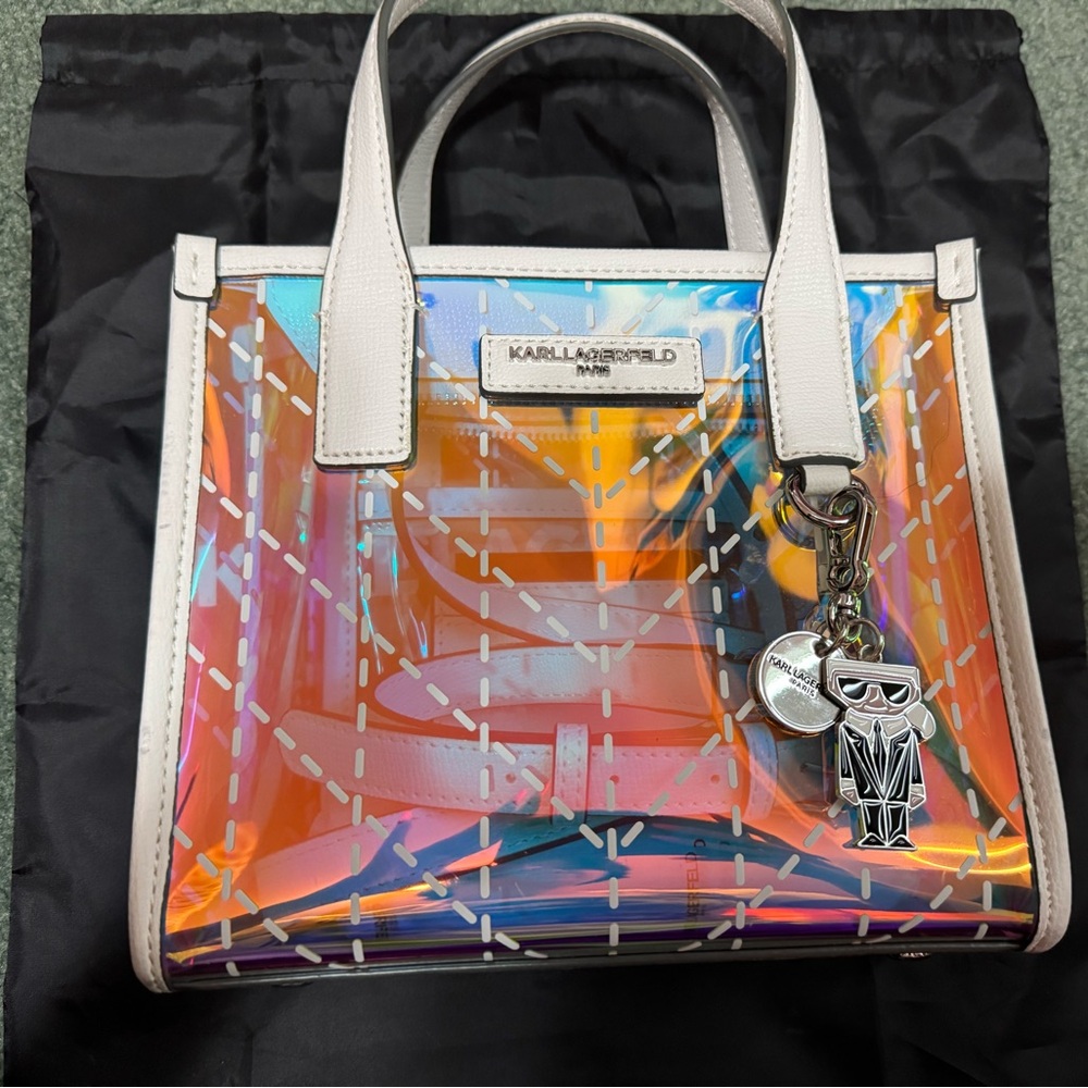 Karl Lagerfeld Iridescent Tote Bag with Charm